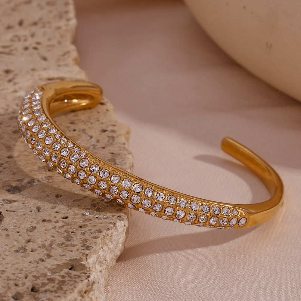 Women's Diamond Bracelet Gold Stainless Steel Elegant Design