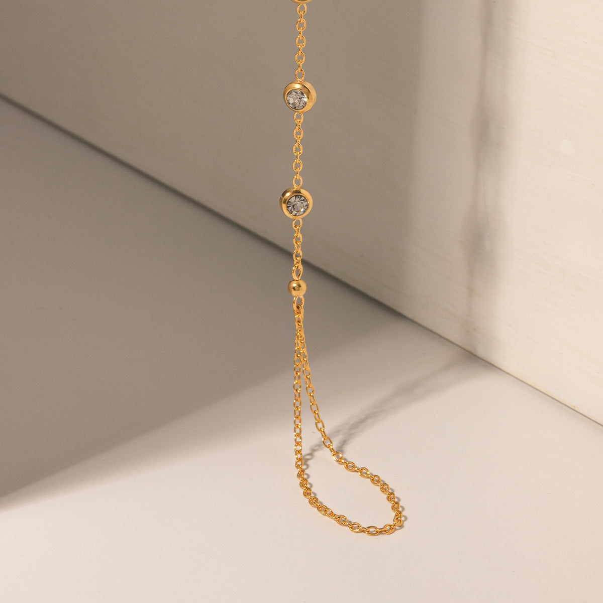 Women's Diamond Hand Chain Gold Stainless Steel