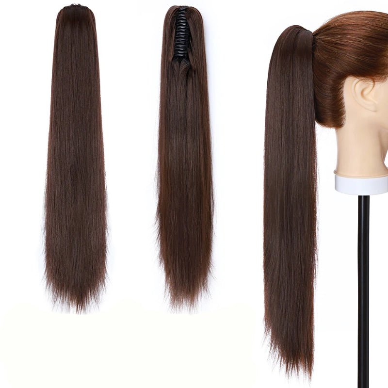 Women's Extra Long Ponytail Hair Extensions Brown High-Temperature Fiber