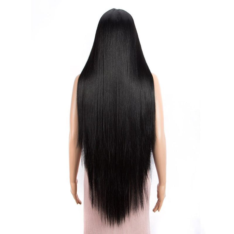 Women's Extra Long Straight Wig Black Heat-Resistant Fiber