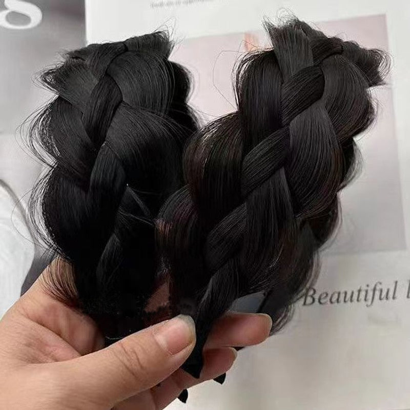 Women's Faux Hair Braid Headband Brown High-Temperature Fiber