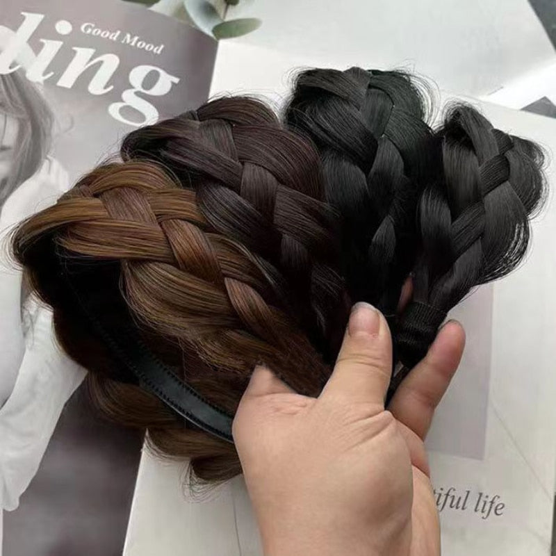Women's Faux Hair Braid Headband Brown High-Temperature Fiber