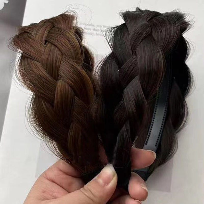 Women's Faux Hair Braid Headband Brown High-Temperature Fiber