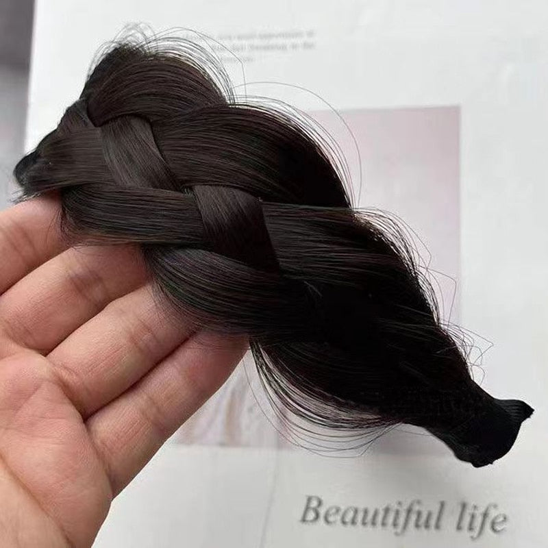 Women's Faux Hair Braid Headband Brown High-Temperature Fiber