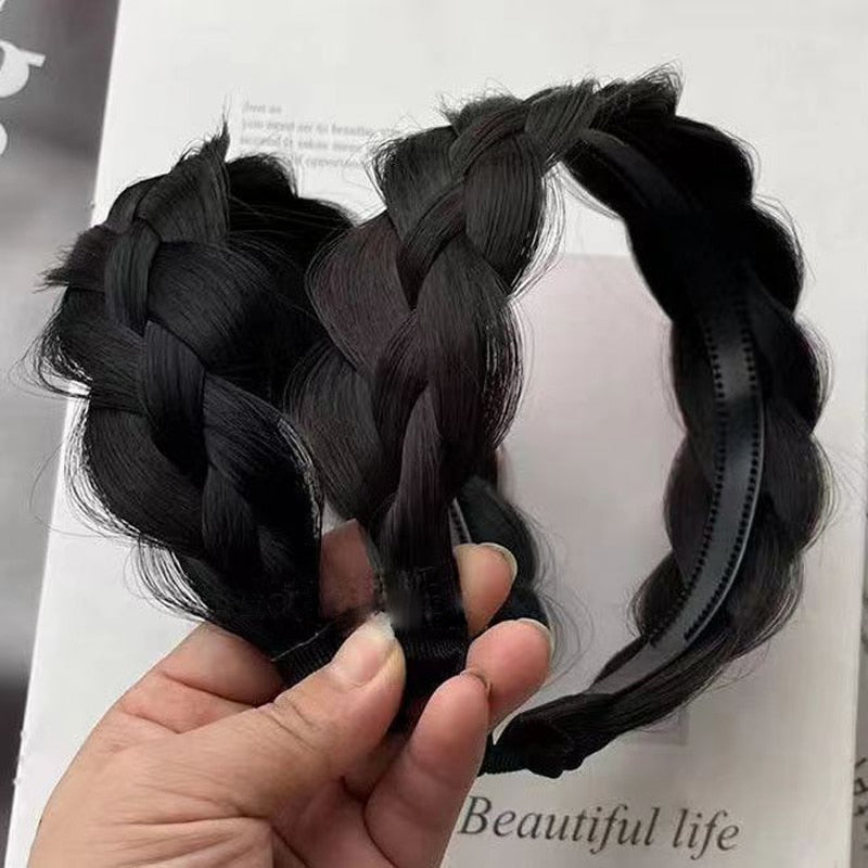 Women's Faux Hair Braid Headband Brown High-Temperature Fiber