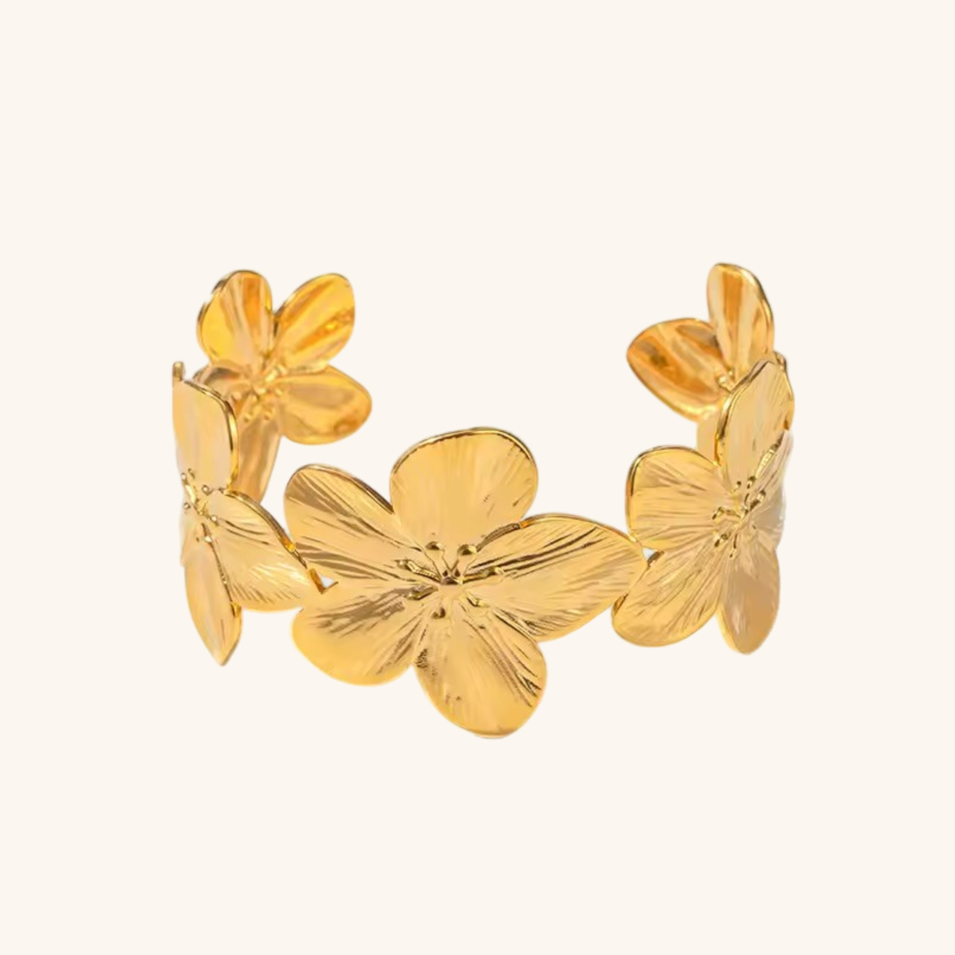 Women's Floral Bangle Gold Stainless Steel