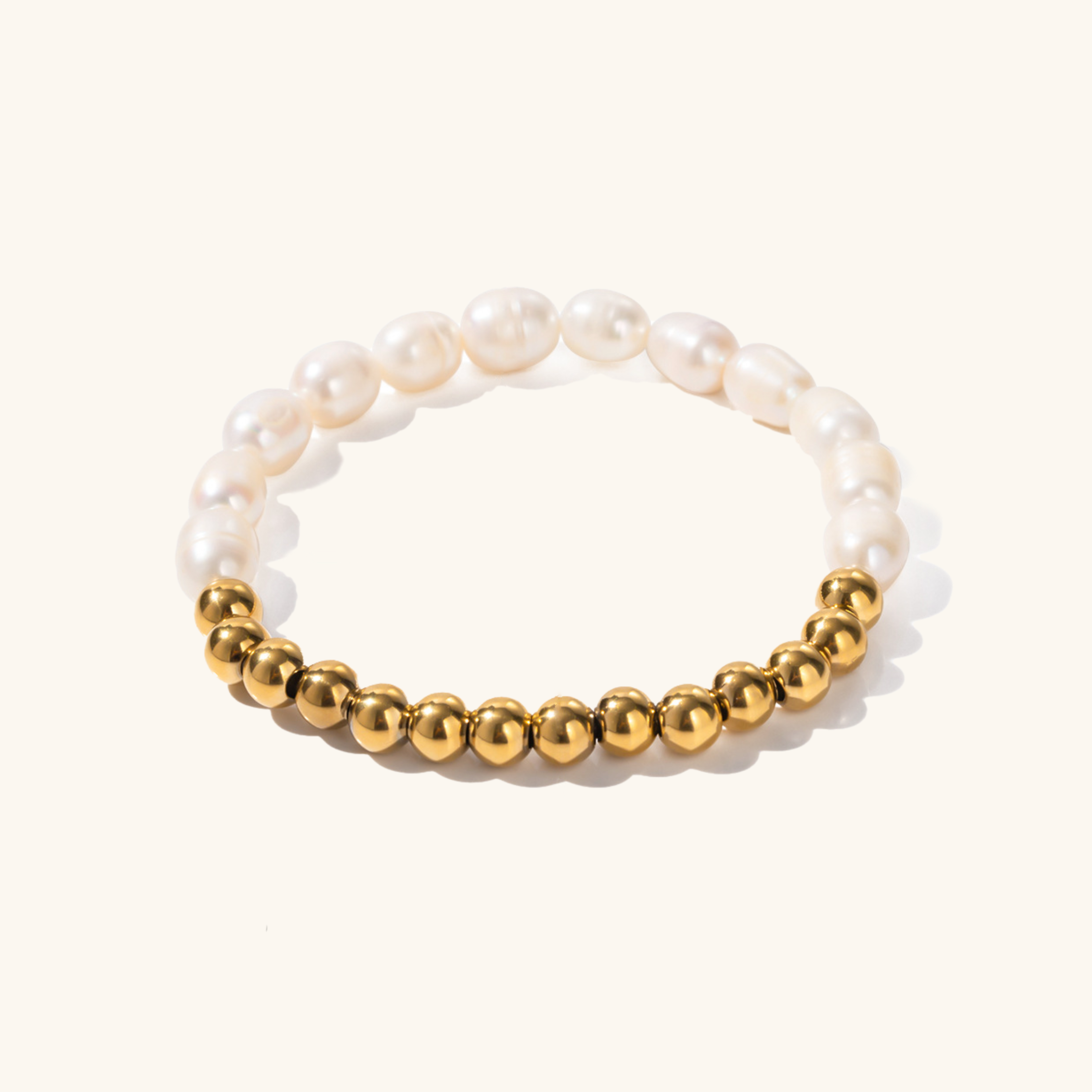 Women's Freshwater Pearl Bracelet Gold Stainless Steel