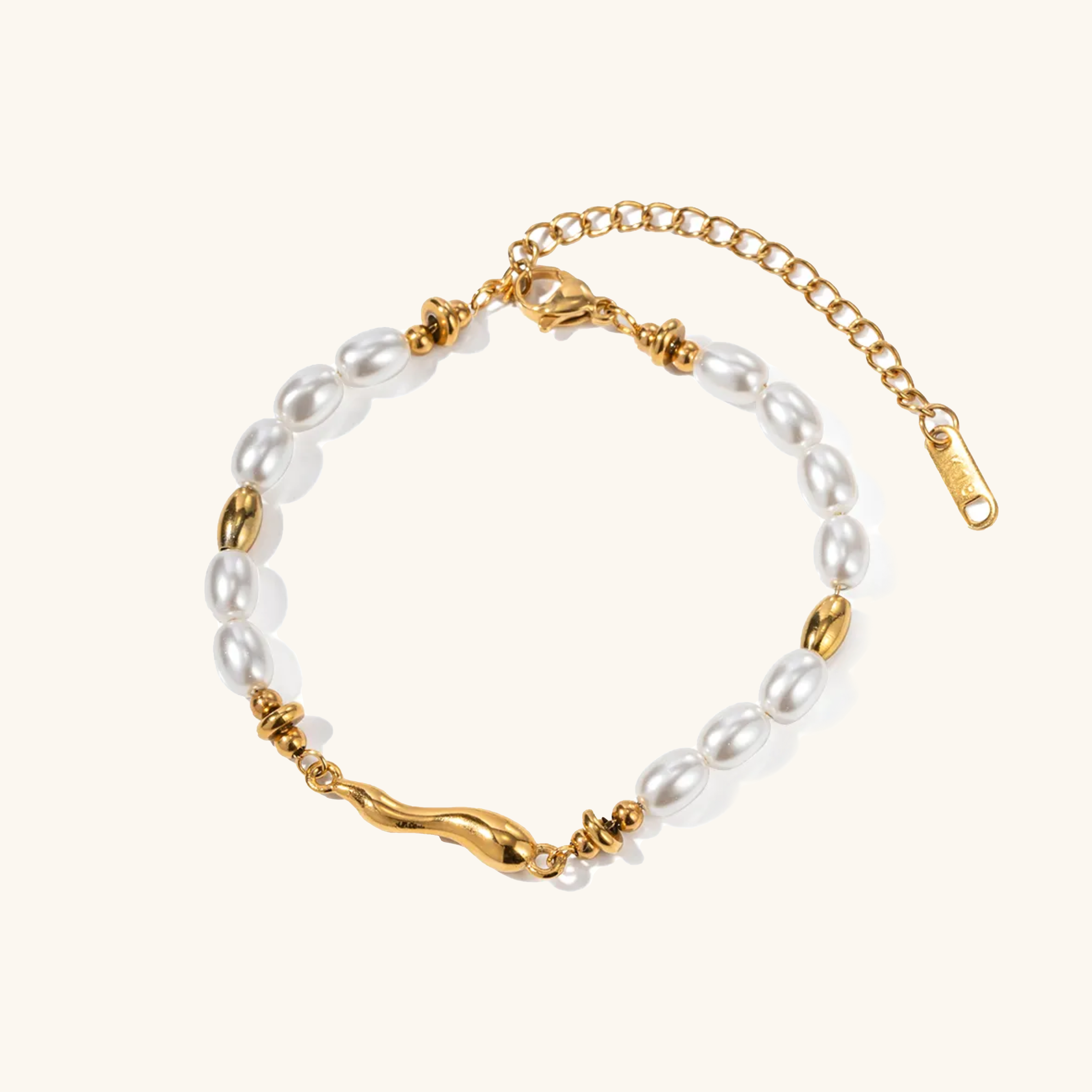 Women's Freshwater Pearl Bracelet Gold Stainless Steel