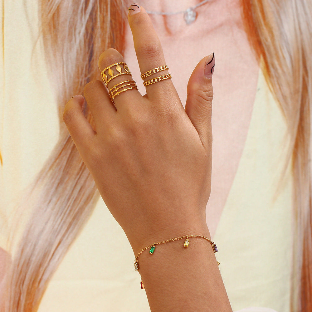 Women's Gemstone Bracelet Gold Stainless Steel