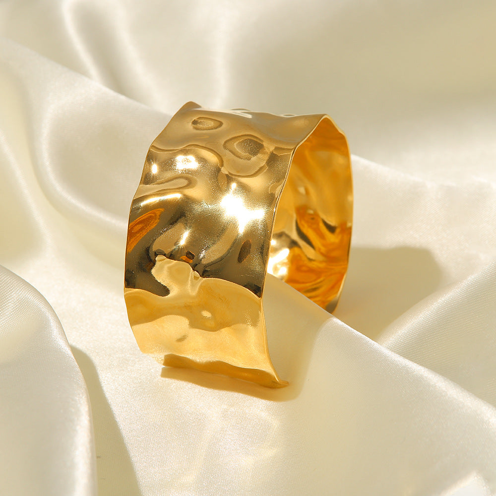 Women's Gold Bangle Bracelet Intertwined Design Stainless Steel