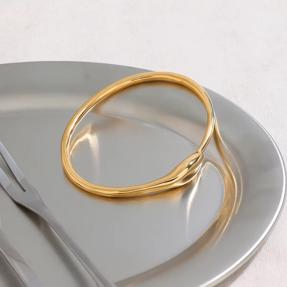 Women's Gold Bangle Minimalist Stainless Steel 18k