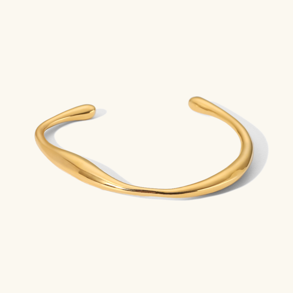 Women's Gold Bangle Twisted Stainless Steel 18k