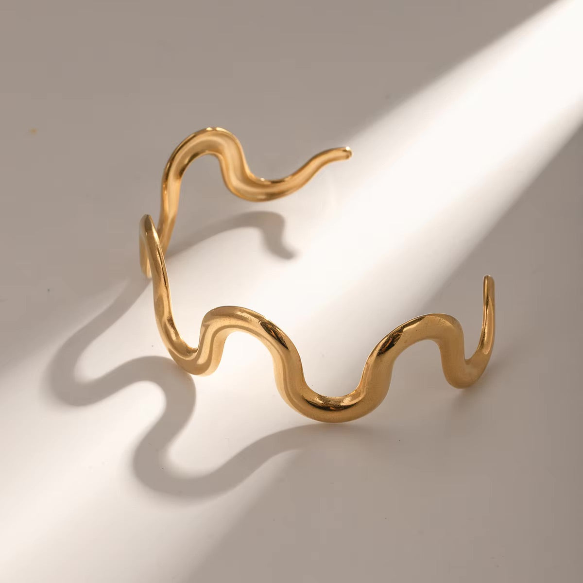 Women's Gold Bangle Twisted Stainless Steel 18k