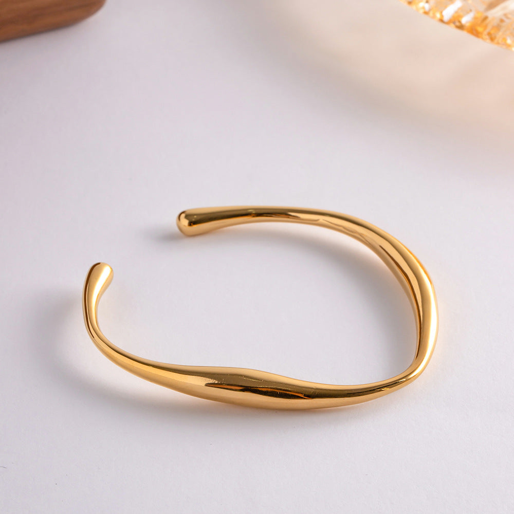 Women's Gold Bangle Twisted Stainless Steel 18k