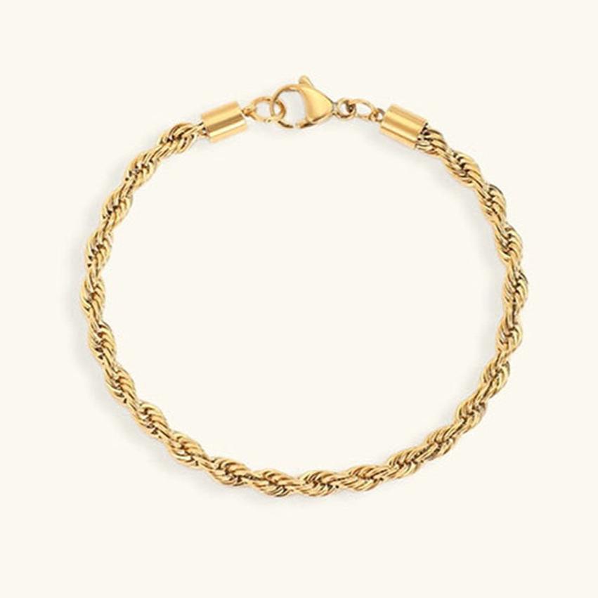 Women's Gold Bracelet 18K Plated Stainless Steel Rope Chain