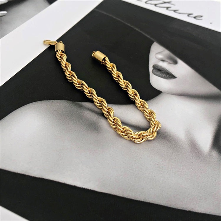 Women's Gold Bracelet 18K Plated Stainless Steel Rope Chain