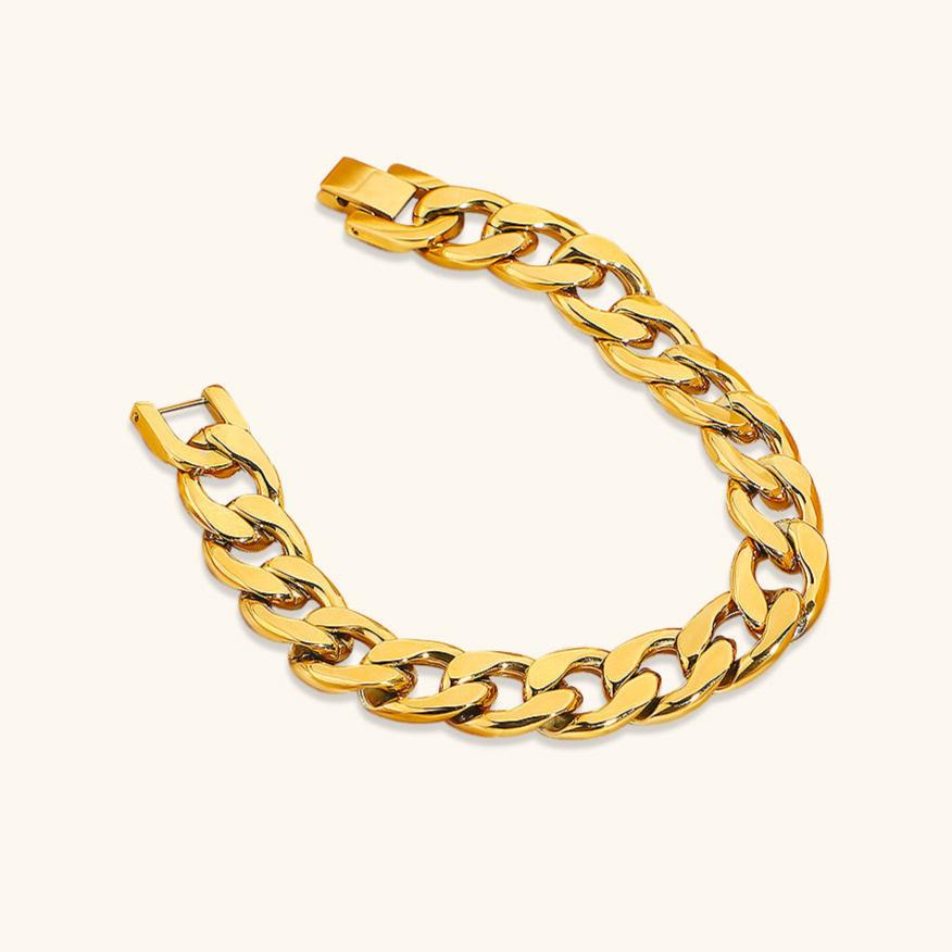 Women's Gold Bracelet 18k Stainless Steel Chain 7 Inch