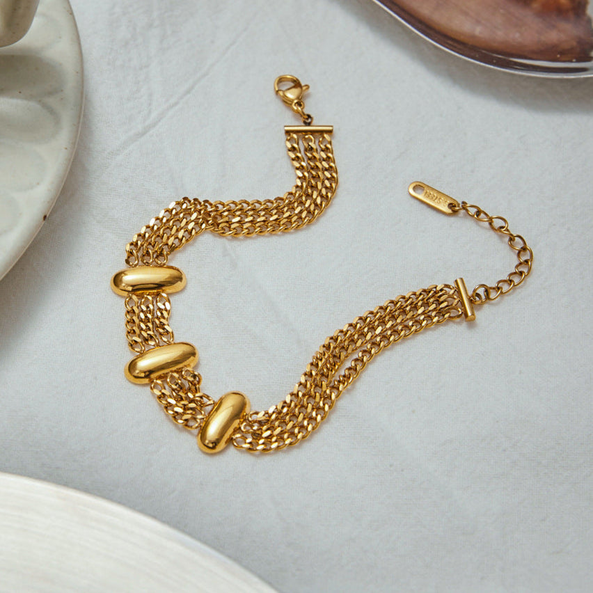 Women's Gold Bracelet Stainless Steel 18k Gold Layered Chain