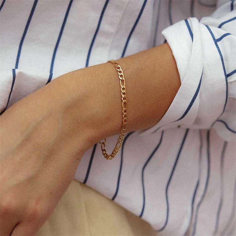 Women's Gold Chain Bracelet Stainless Steel-Plated 14k Gold