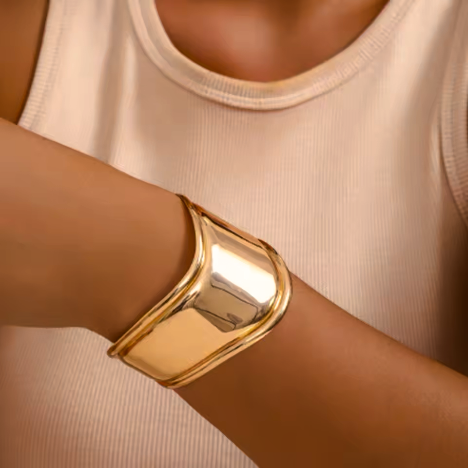 Women's Gold Cuff Bracelet Stainless Steel 18k Gold