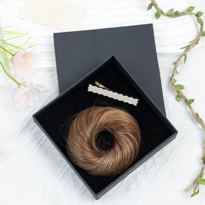 Women's Hair Bun Scrunchie Extension Wig Brown Non-Remy Hair