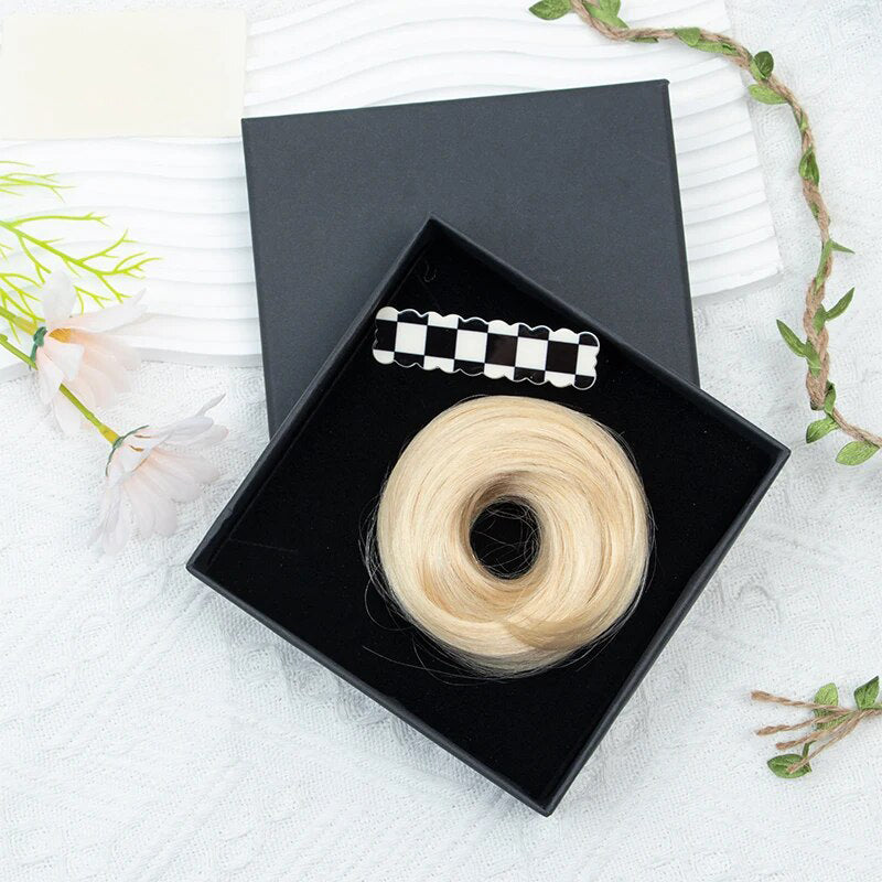 Women's Hair Bun Scrunchie Extension Wig Brown Non-Remy Hair