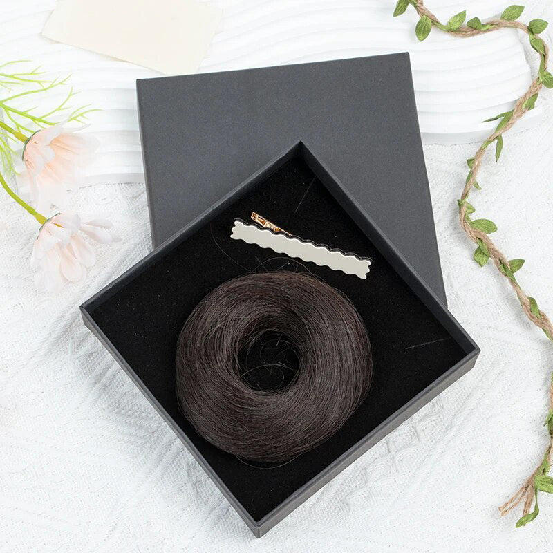 Women's Hair Bun Scrunchie Extension Wig Brown Non-Remy Hair
