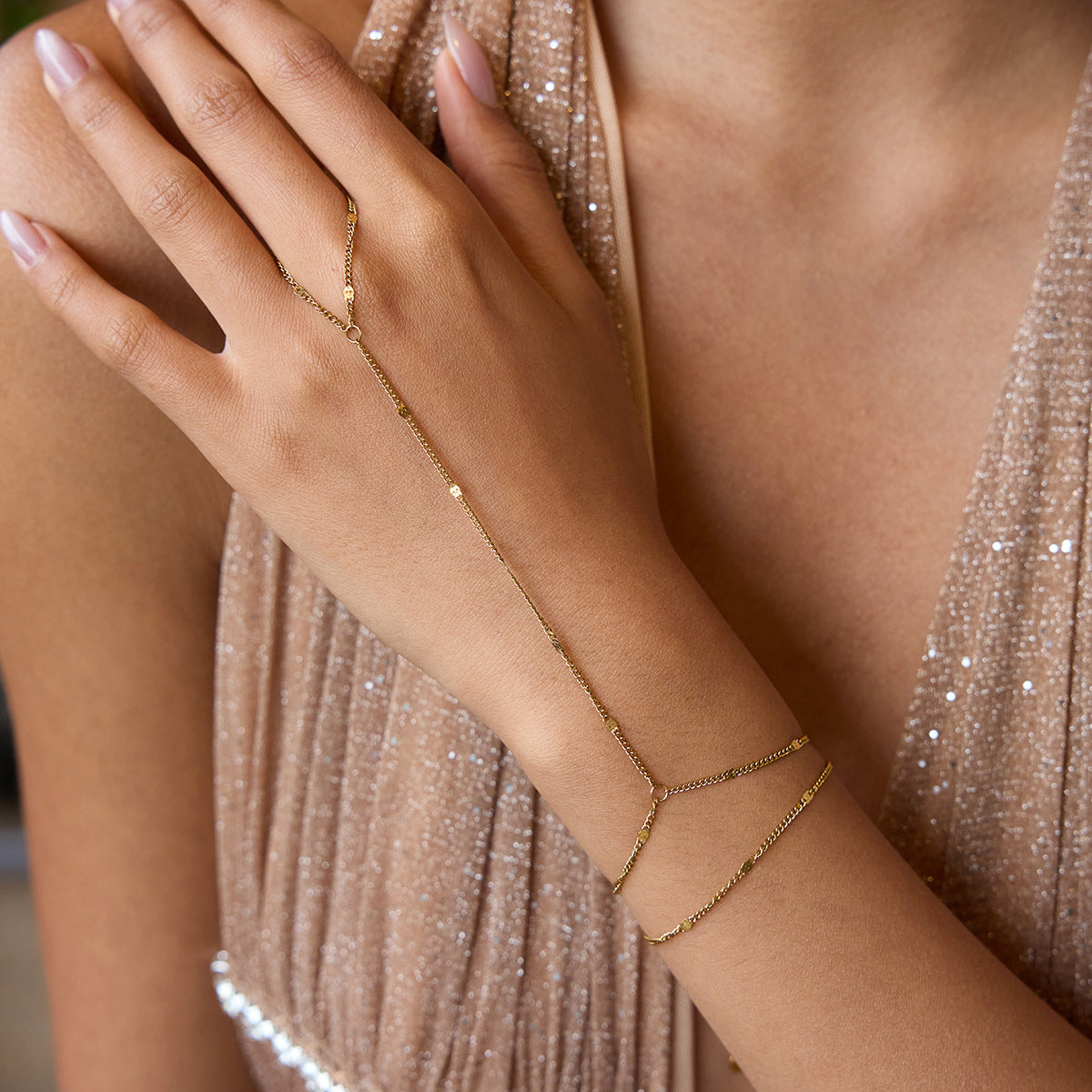 Women's Hand Chain Gold Stainless Steel