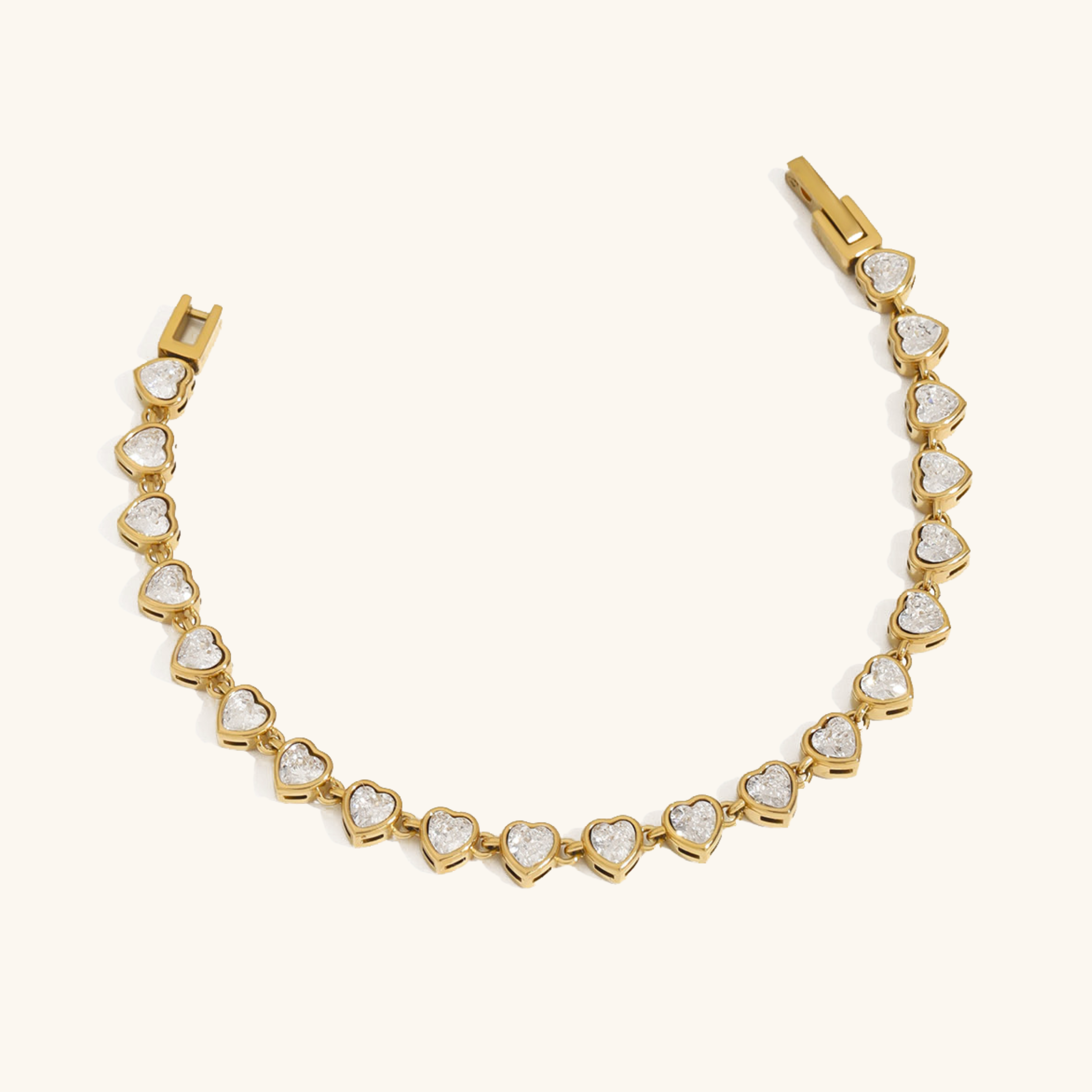 Women's Heart Shaped Tennis Bracelet Gold Stainless Steel