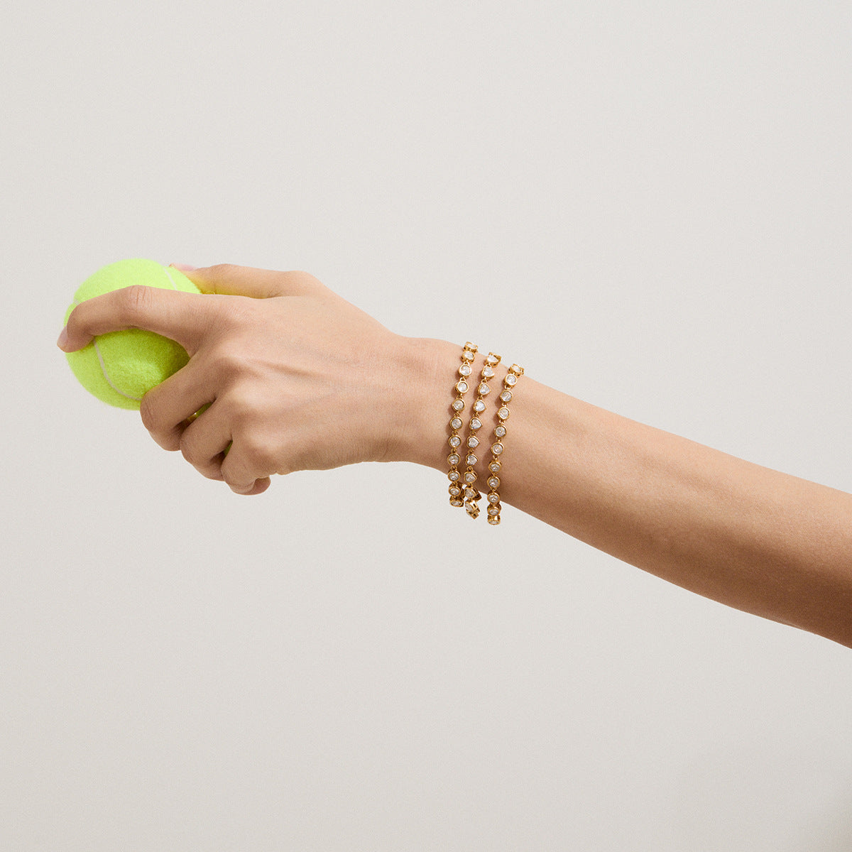 Women's Heart Shaped Tennis Bracelet Gold Stainless Steel