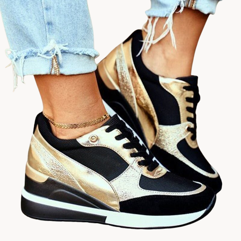 Women's Lace-Up Fashion Sneakers with Breathable Mesh and Faux Leather – Stylish Platform Sole