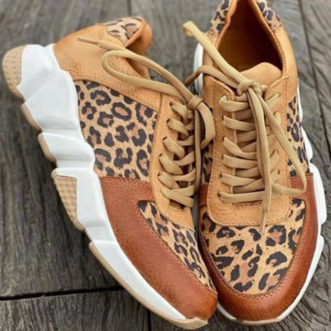 Women's Leopard Print Sneakers with Chunky Sole – Stylish Casual Footwear for Everyday Wear