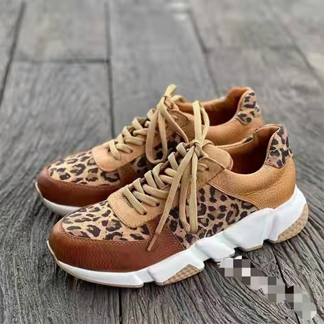 Women's Leopard Print Sneakers with Chunky Sole – Stylish Casual Footwear for Everyday Wear