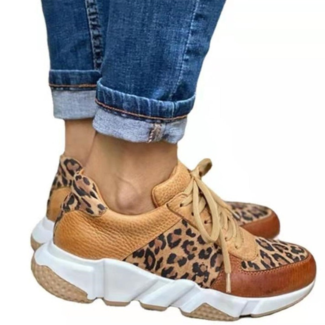 Women's Leopard Print Sneakers with Chunky Sole – Stylish Casual Footwear for Everyday Wear