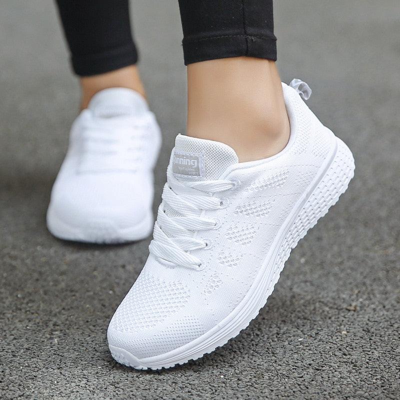 Women's Lightweight Breathable Slip-On Sneakers – Comfortable White Sneakers for Casual Wear and All-Day Support