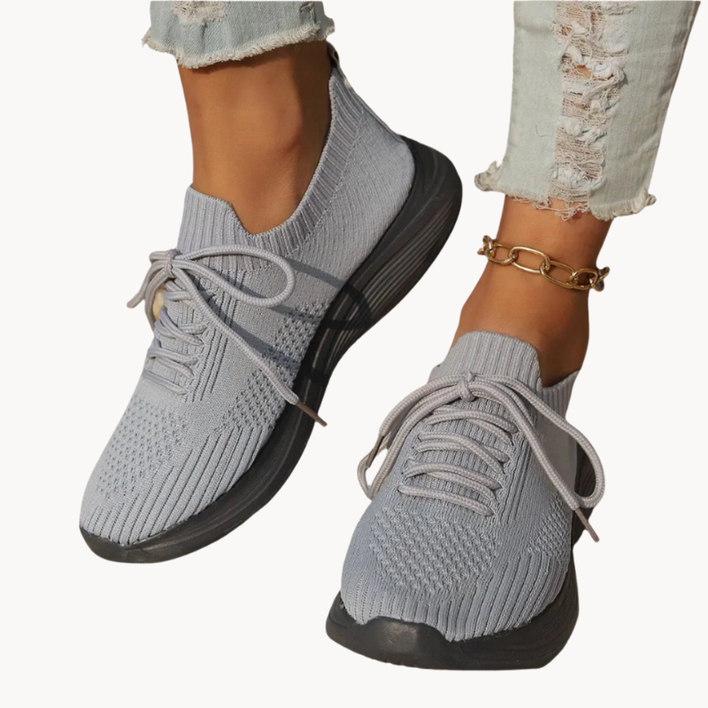 Women's Lightweight Knitted Sneakers – Slip-On Lace-Up Casual Shoes for Everyday Wear