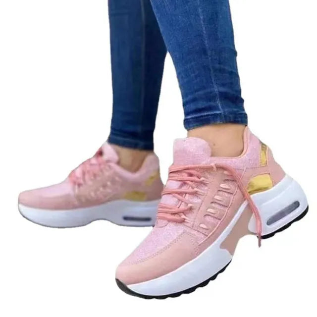Women's Lightweight Lace-Up Sneakers – Breathable Casual Shoes for Everyday Comfort