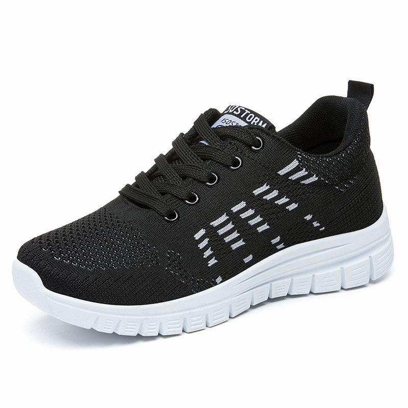 Women's Lightweight Lace-Up Sneakers with Breathable Knit and Cushioned Sole