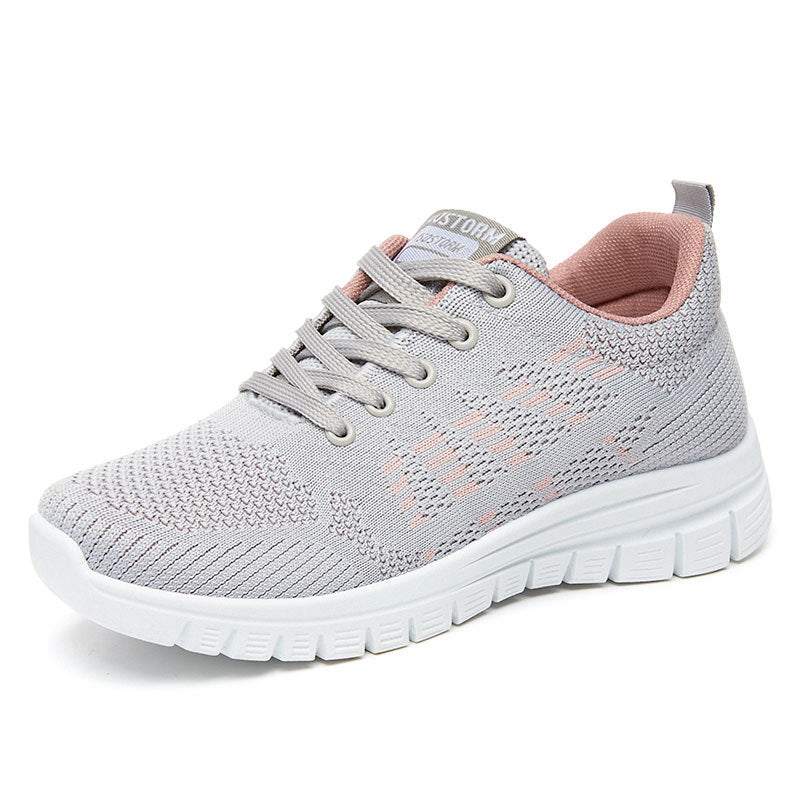 Women's Lightweight Lace-Up Sneakers with Breathable Knit and Cushioned Sole