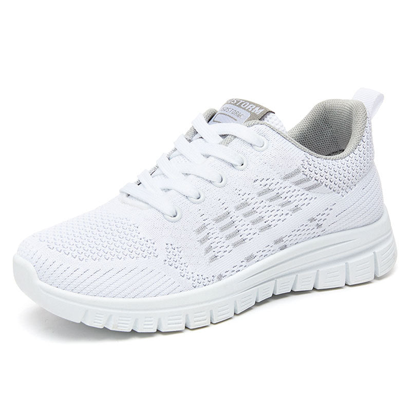 Women's Lightweight Lace-Up Sneakers with Breathable Knit and Cushioned Sole