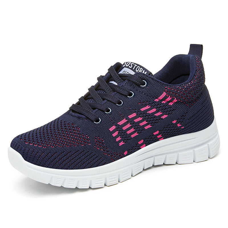 Women's Lightweight Lace-Up Sneakers with Breathable Knit and Cushioned Sole