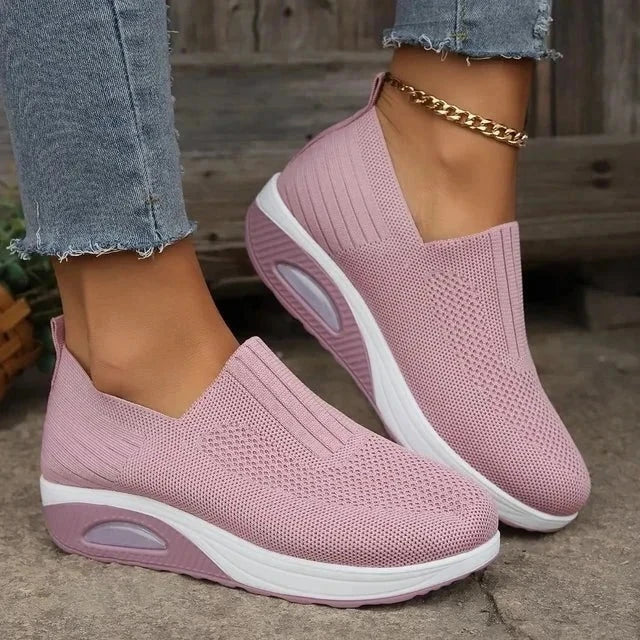 Women's Lightweight Slip-On Sneakers with Cushioned Sole and Breathable Mesh Design