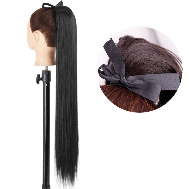 Women's Long Straight Ponytail Hair Extension Black High-Temperature Fiber