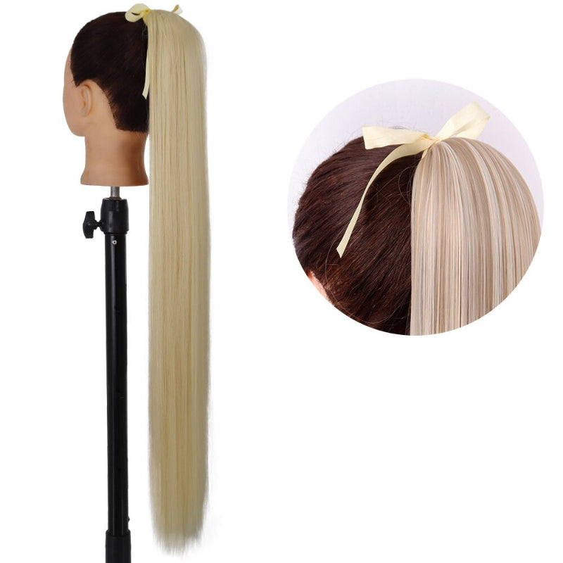 Women's Long Straight Ponytail Hair Extension Black High-Temperature Fiber