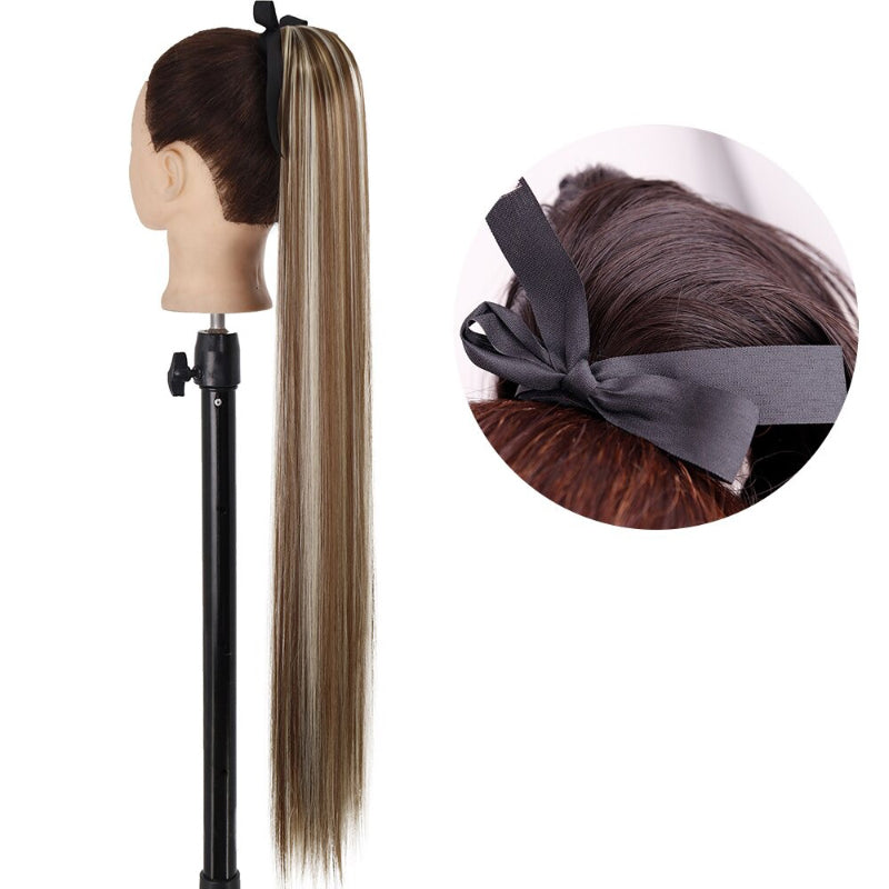 Women's Long Straight Ponytail Hair Extension Black High-Temperature Fiber