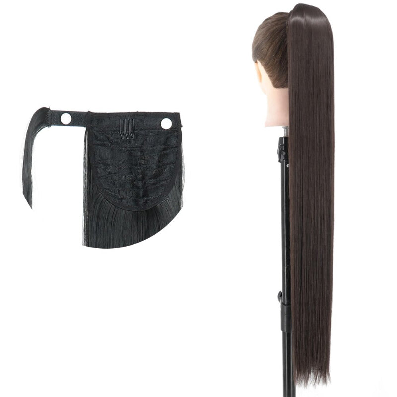 Women's Long Straight Ponytail Hair Extension Black High-Temperature Fiber