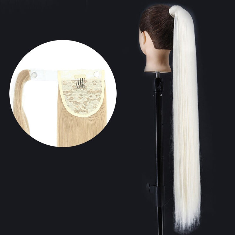 Women's Long Straight Ponytail Hair Extension Black High-Temperature Fiber