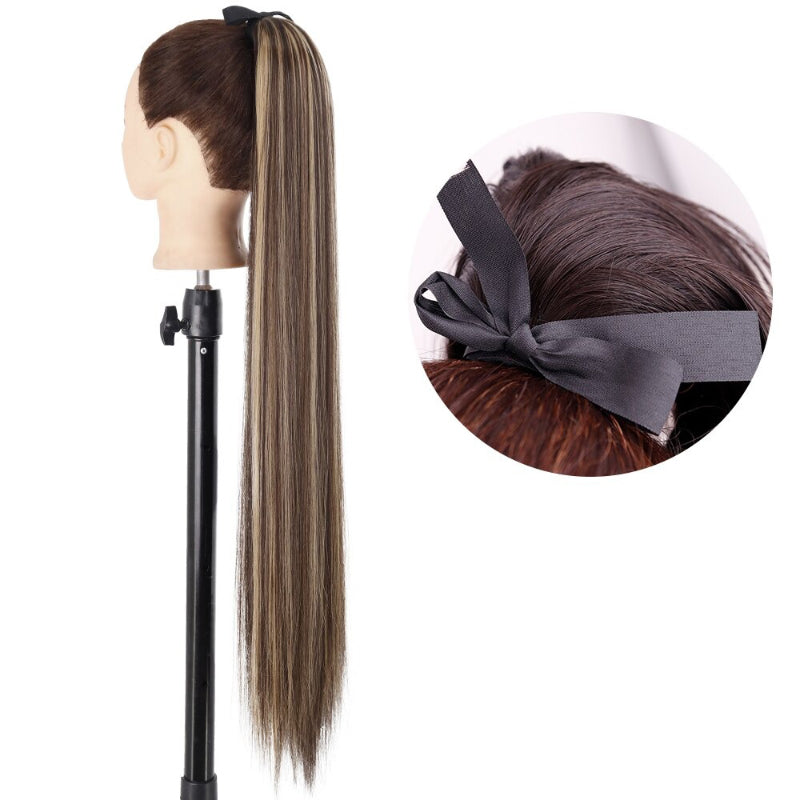 Women's Long Straight Ponytail Hair Extension Black High-Temperature Fiber