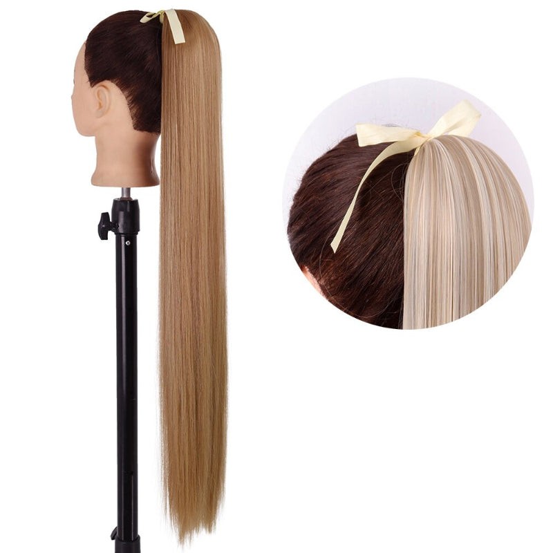 Women's Long Straight Ponytail Hair Extension Black High-Temperature Fiber