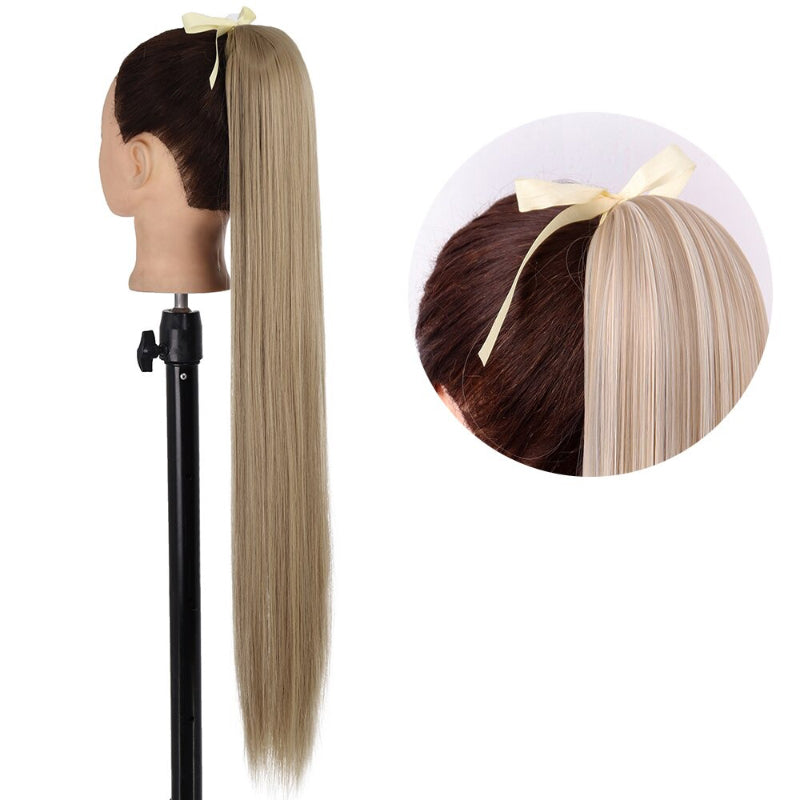 Women's Long Straight Ponytail Hair Extension Black High-Temperature Fiber